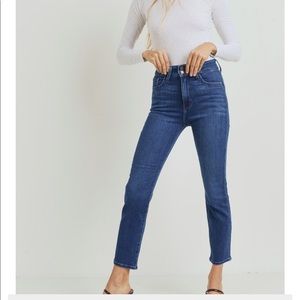 Just black denim the double button straight